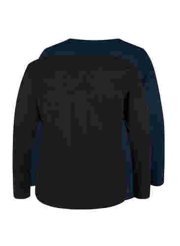 2er-Pack Basic-Bluse aus Baumwolle, Black/Navy B, Packshot image number 1