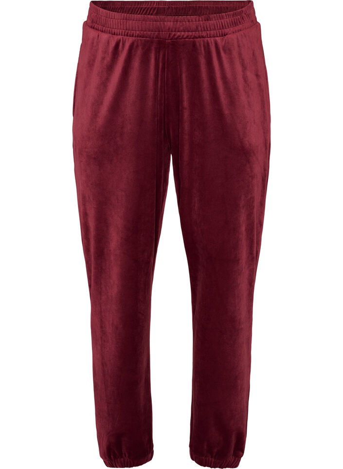 Lockere Hose aus Velours, Rot, Packshot image number 0