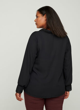 Langarm Bluse, Black, Model image number 1