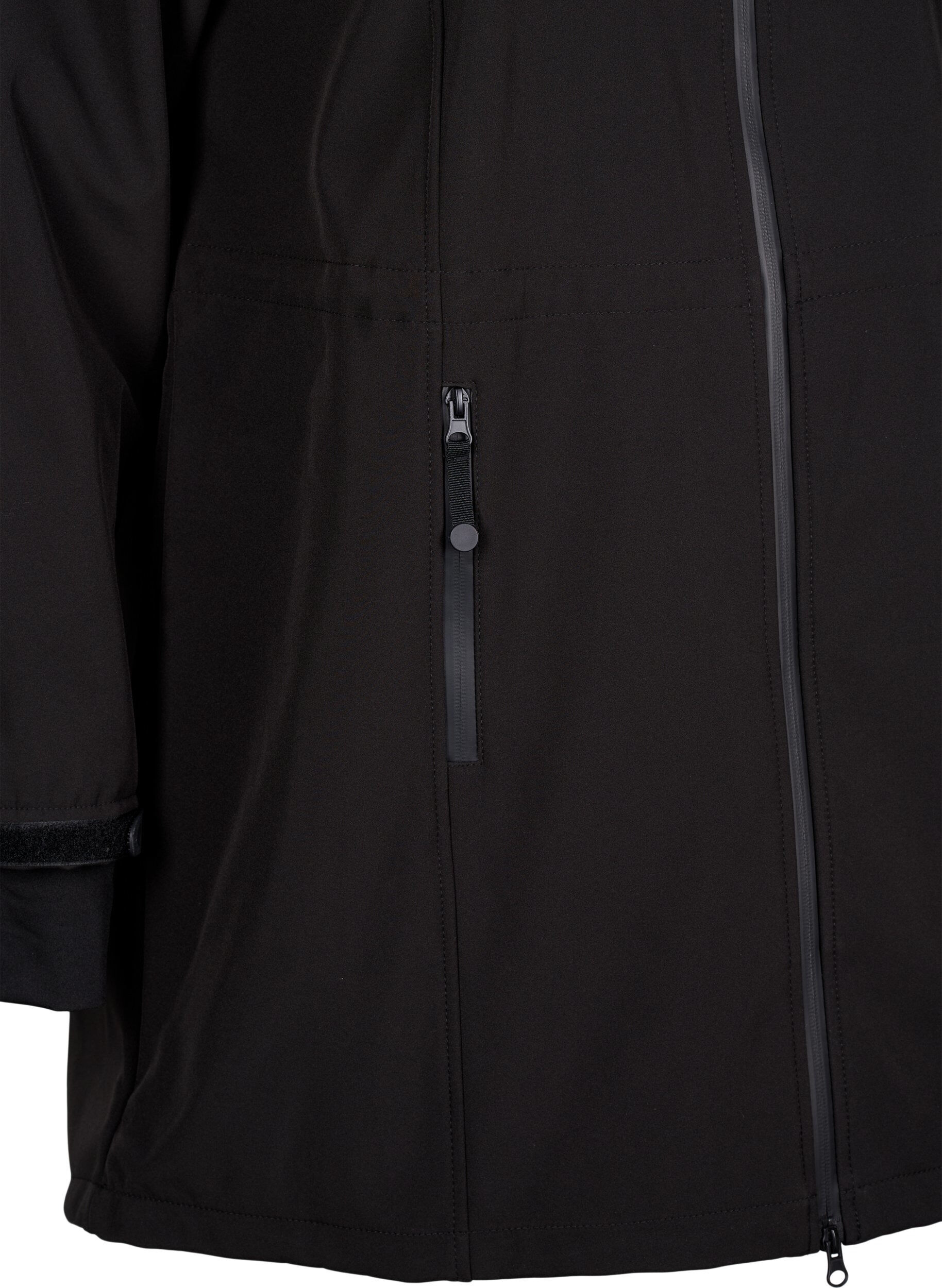 Zizzi Softshelljacke mit abnehmbarer Kapuze, Schwarz, Packshot image number 3