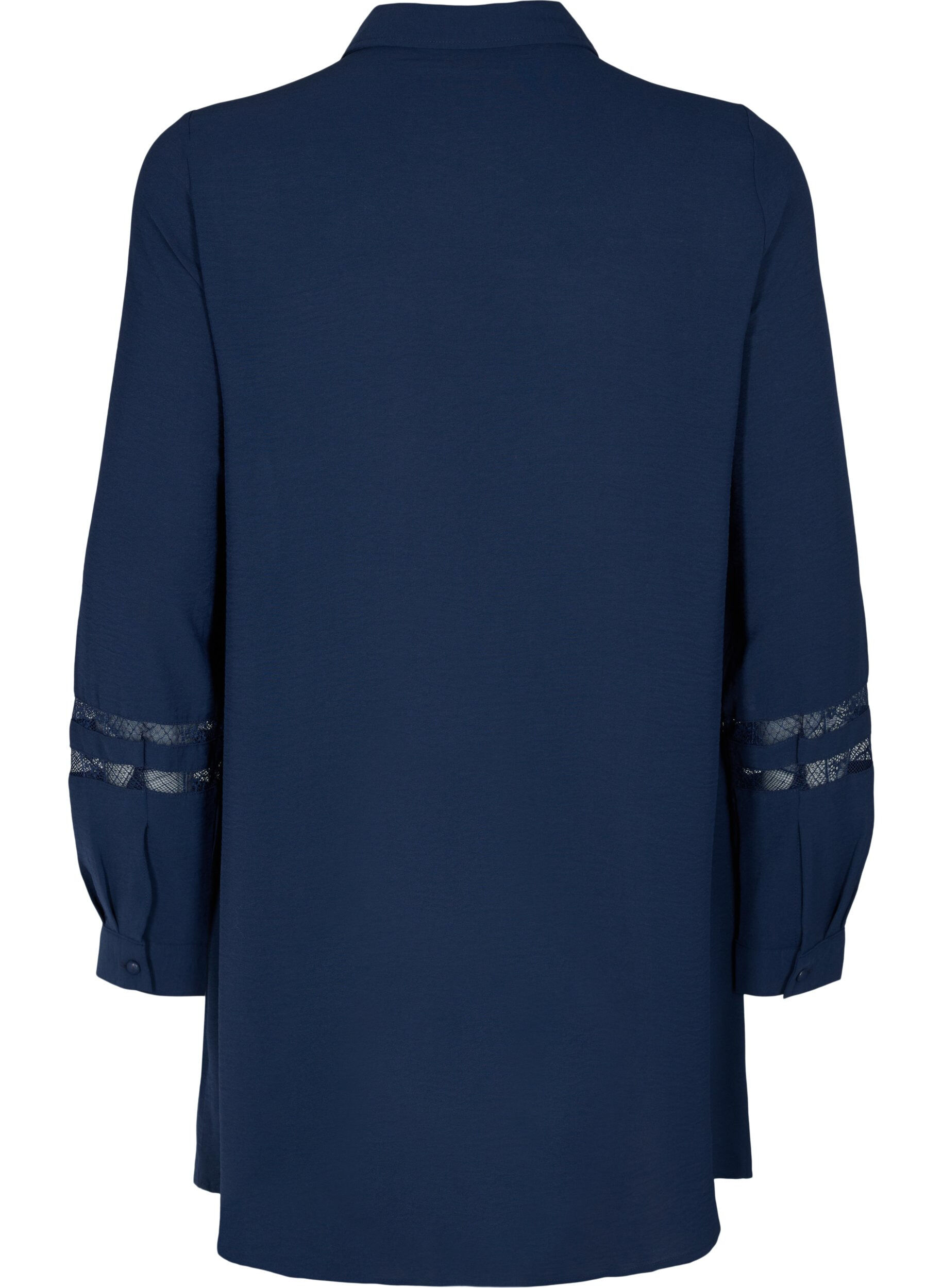 Zizzi Langes Shirt mit Spitzendetails, Navy Blazer, Packshot image number 1