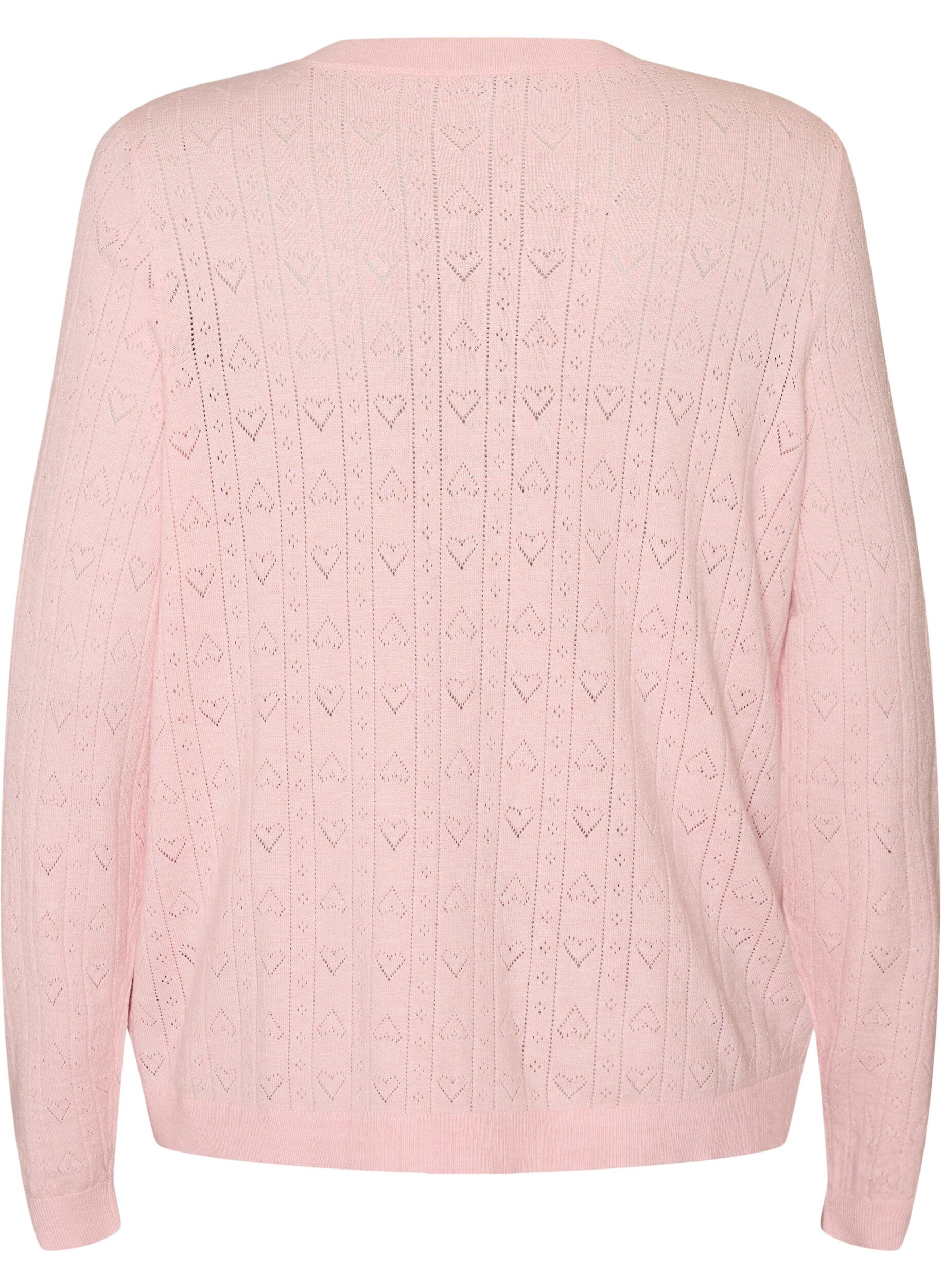 ZizziStrickjacke mit Herz-Lochstickerei, Pink, Packshot image number 1