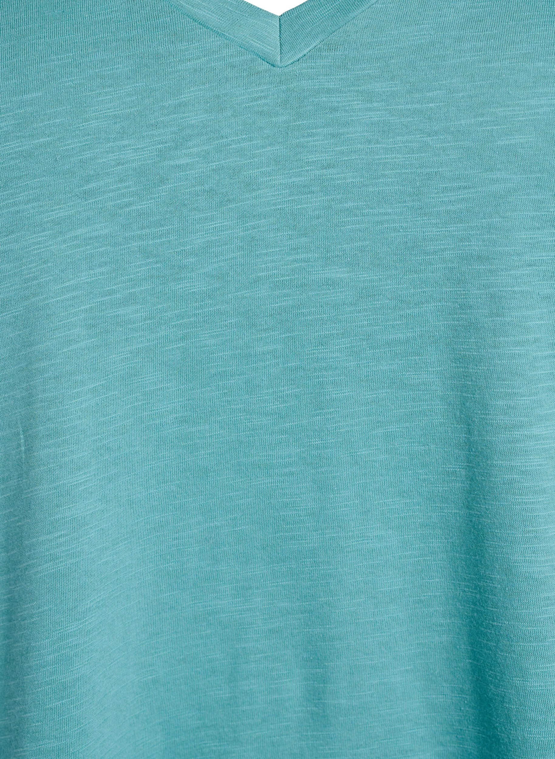 Zizzi Kurz&auml;rmliges Basic-T-Shirt mit V-Ausschnitt, Blau, Packshot image number 2