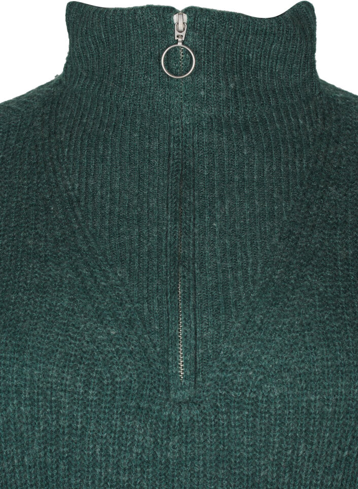 Strickpullover mit hohem Kragen und Rei&szlig;verschluss, Gr&uuml;n, Packshot image number 2