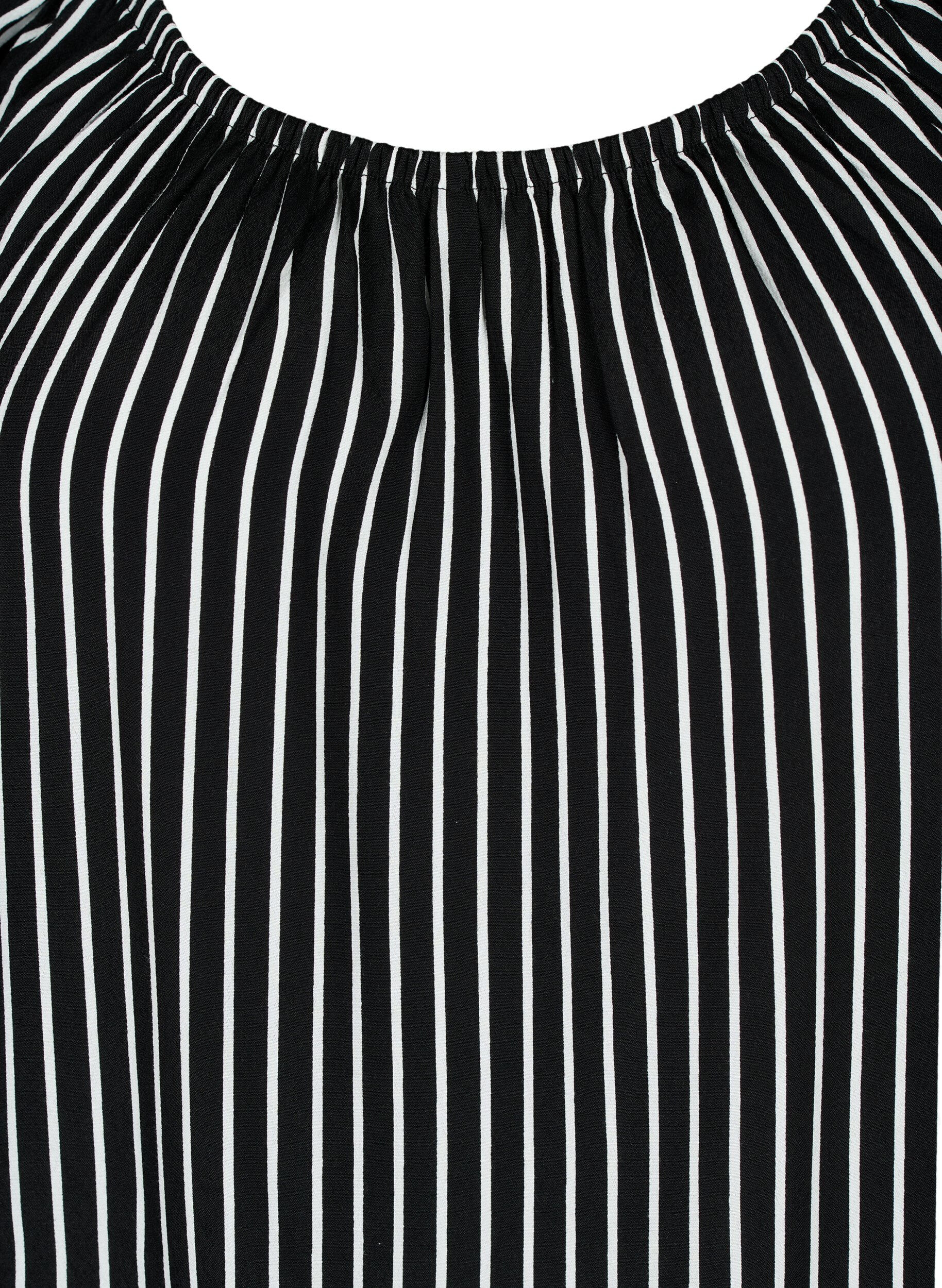 Zizzi Gestreifte Viskosebluse mit kurzen &Auml;rmeln, Black/ White Stripe, Packshot image number 2