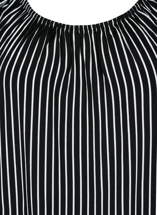 Gestreifte Viskosebluse mit kurzen Ärmeln, Black/ White Stripe, Packshot image number 2
