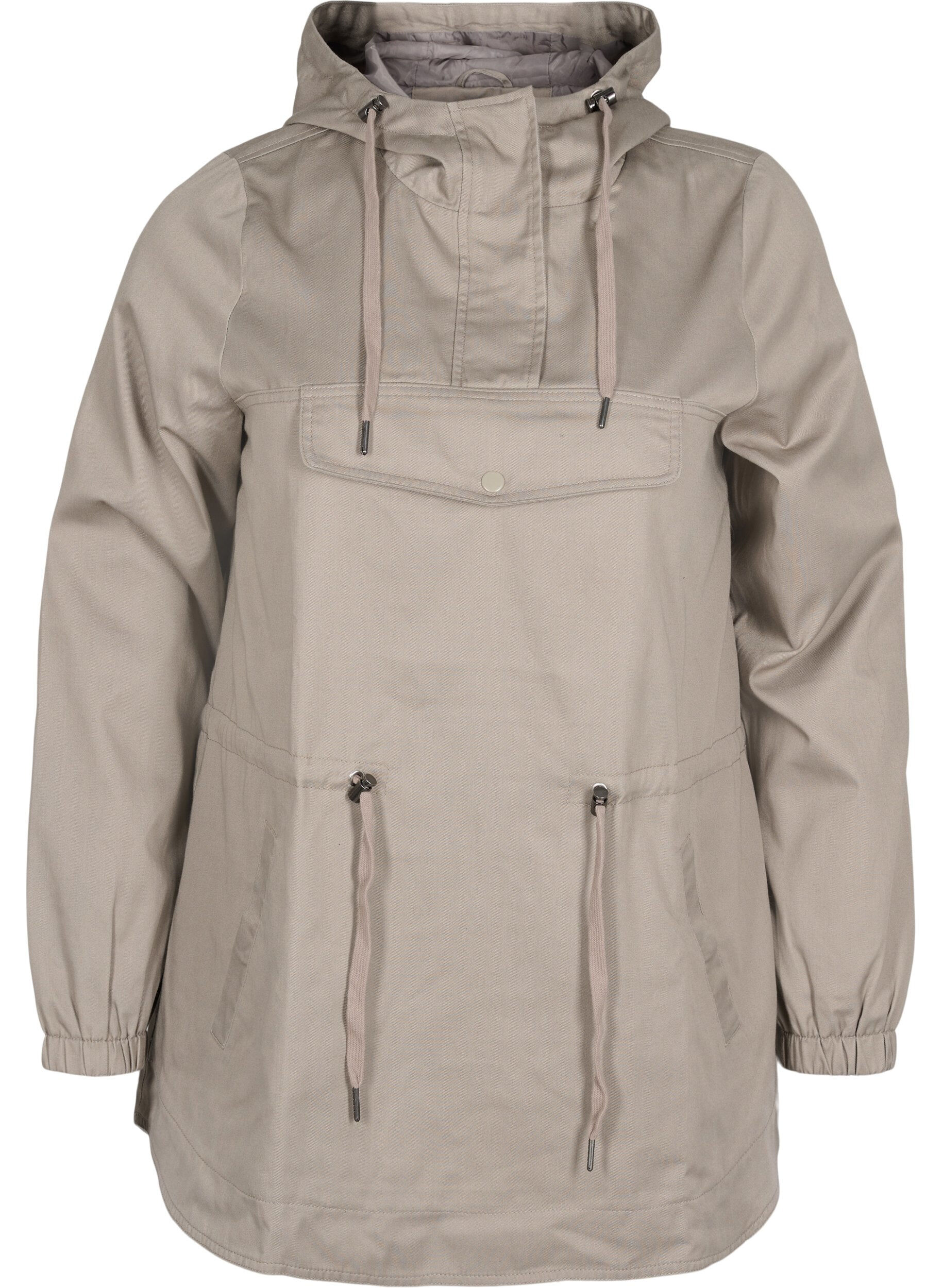 Zizzi Anorak mit Kapuze und Taschen, Moon Rock, Packshot image number 0