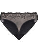 Stringtanga aus Mikrofaser mit Spitzensaum, Schwarz, Packshot image number 1