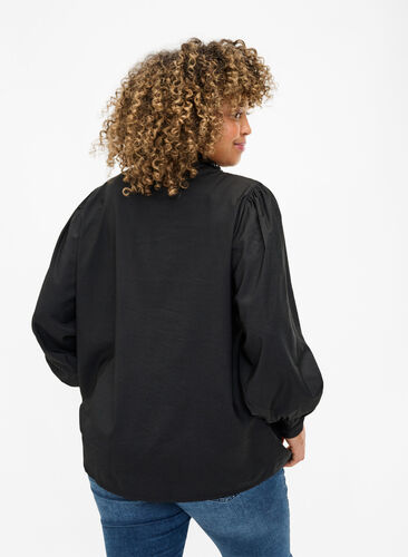 Viskose Shirt Bluse mit Ruffles, Black, Model image number 1