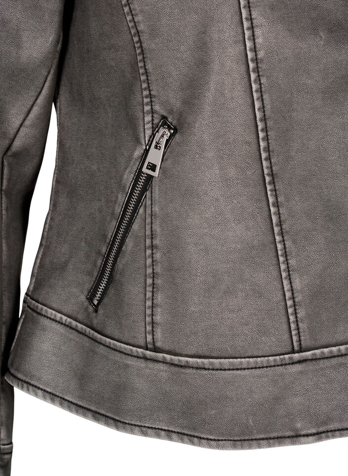  Lederjacke aus Kunstleder im Used-Look, Dark Grey Wash, Packshot image number 3