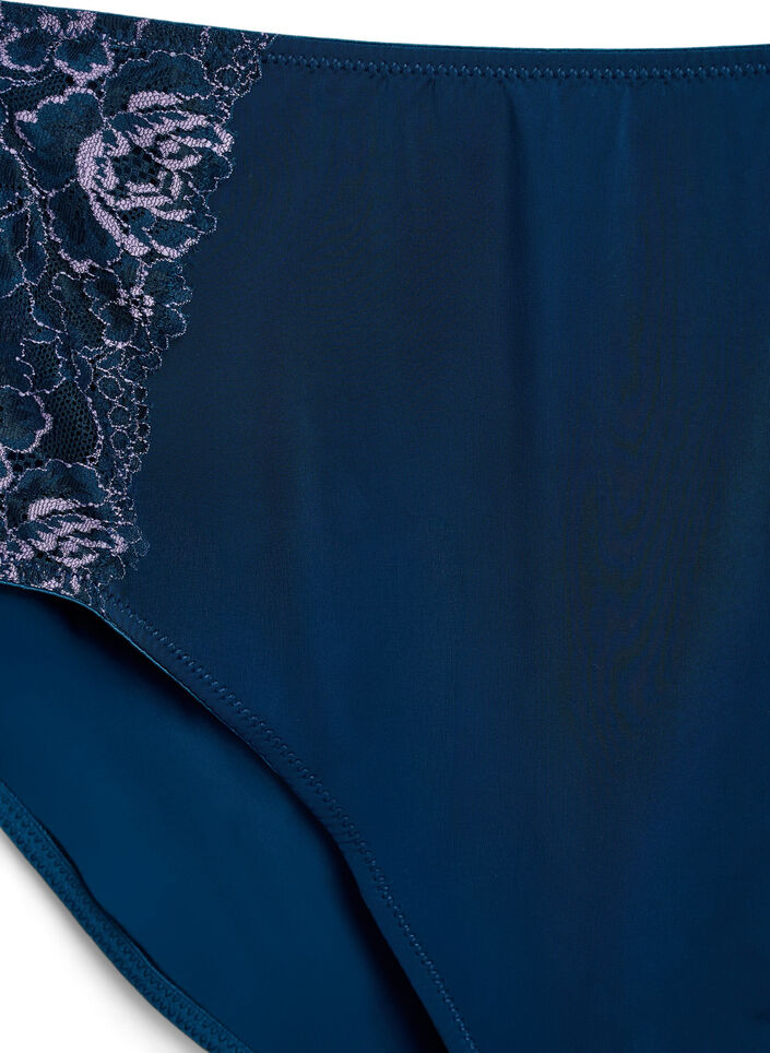 Mikrofaser-Unterhose mit Spitze und normaler Taille, Blau, Packshot image number 2