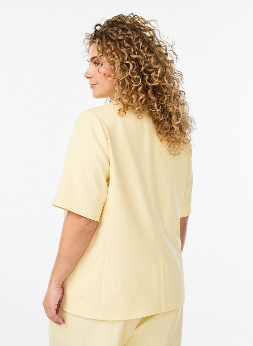 Blazer mit kurzen &Auml;rmeln und Revers, Gelb, Model image number 2