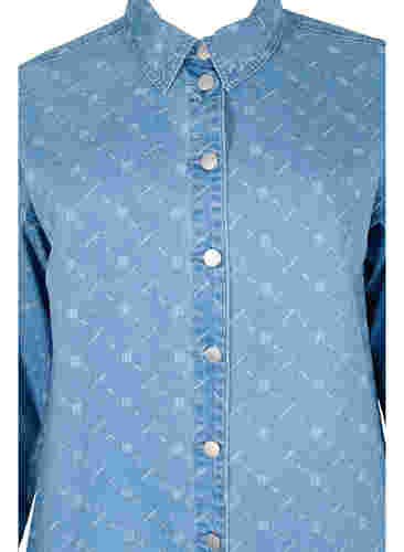 Denim Hemd mit Print, Light blue denim, Packshot image number 2