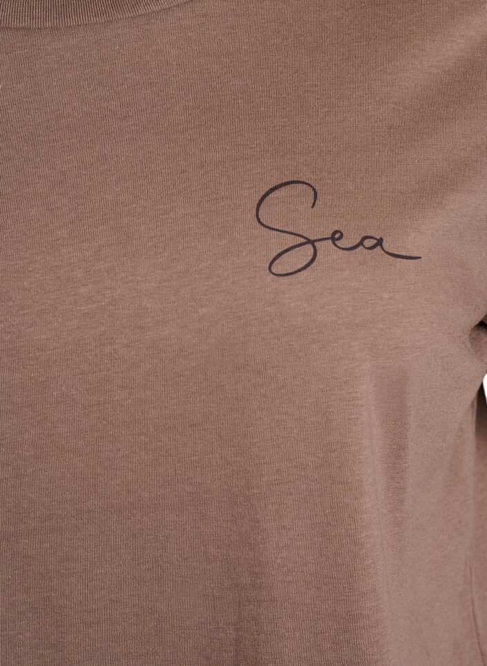 T-Shirt mit Printdetails auf der Vorder- und Rückseite, Braun, Packshot image number 2