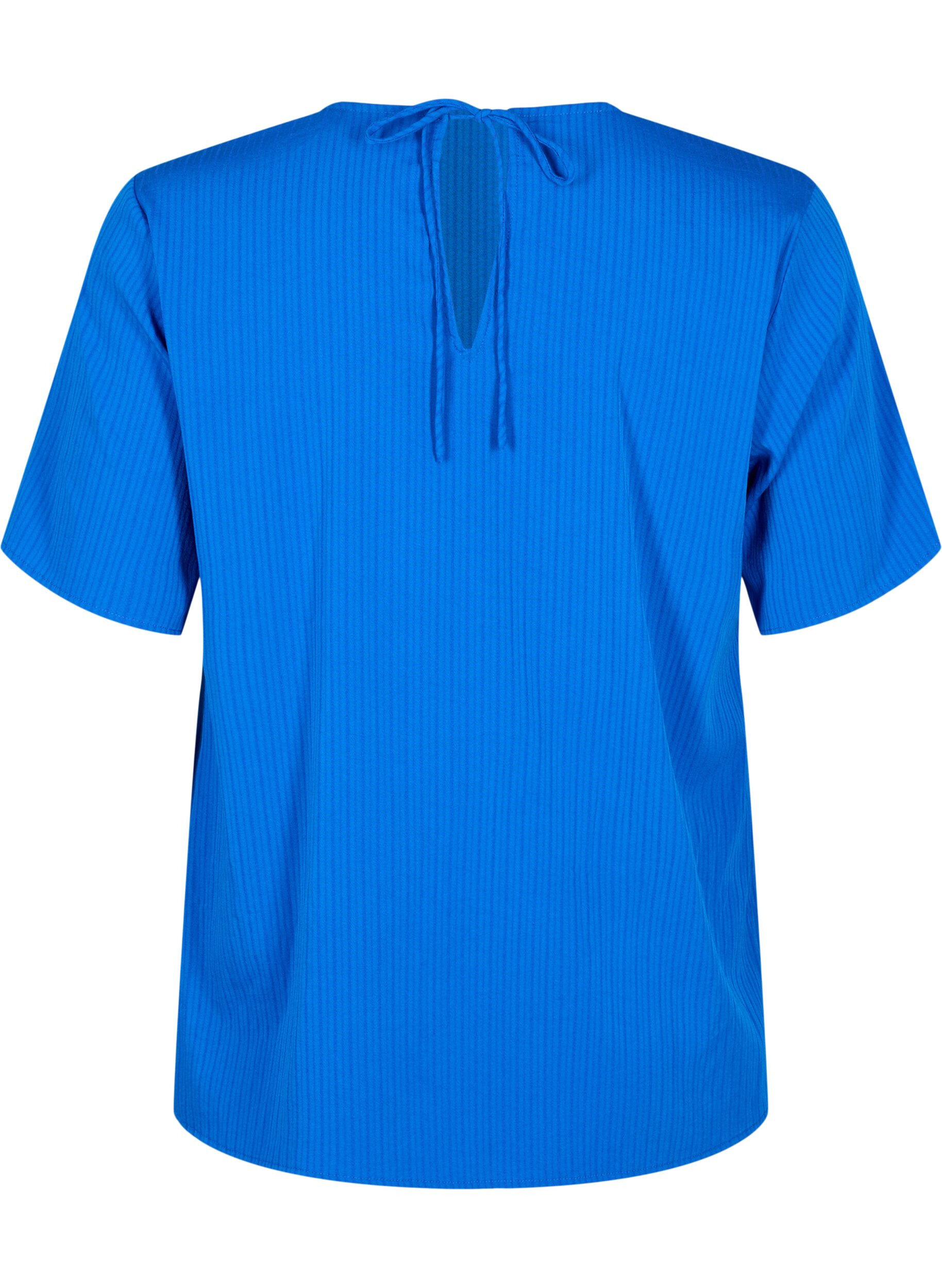 Zizzi Kurz&auml;rmelige Bluse aus Viskose mit Schleifen, Princess Blue, Packshot image number 1