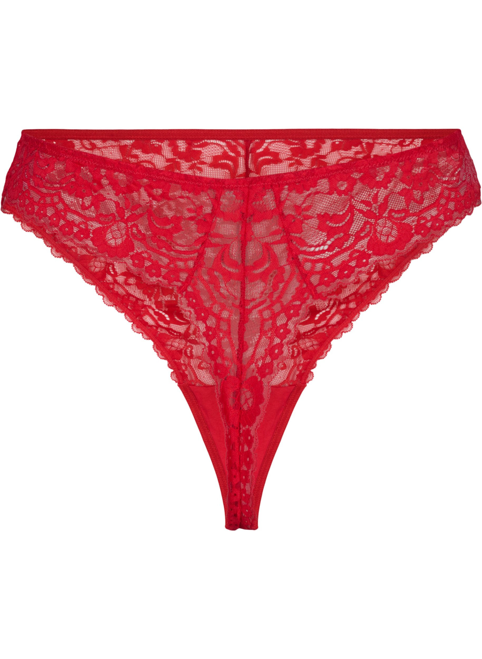 Zizzi Spitzentanga mit regul&auml;rer Taille, Red Ass., Packshot image number 1
