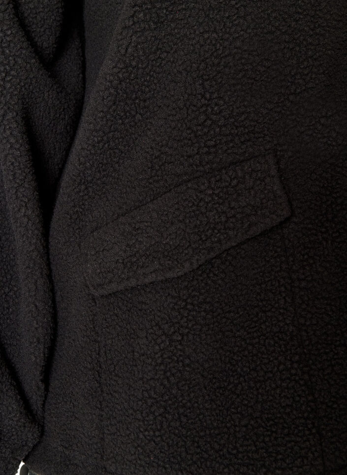 Teddyjacke mit Kapuze und Rei&szlig;verschluss, Schwarz, Packshot image number 3
