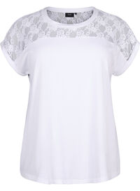 Kurzärmliges Baumwoll-T-Shirt mit Spitze