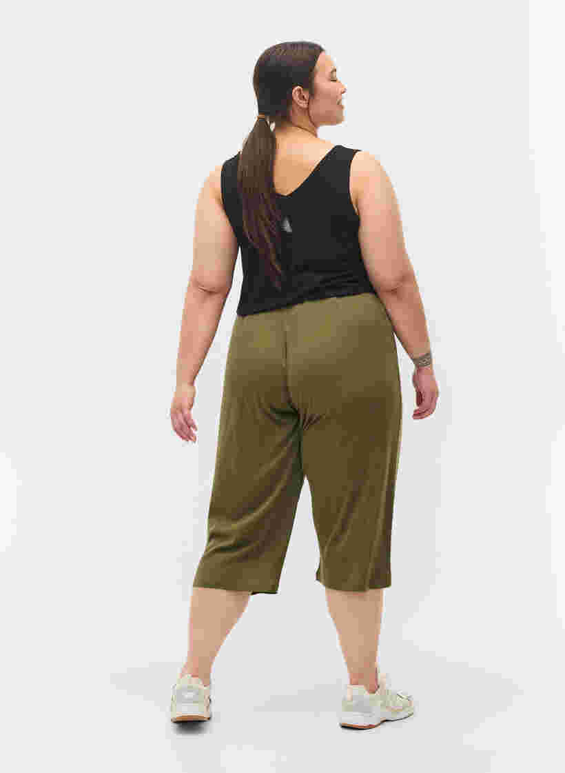 Lockere Culotte-Hose aus Rippqualität, Ivy Green, Model image number 1