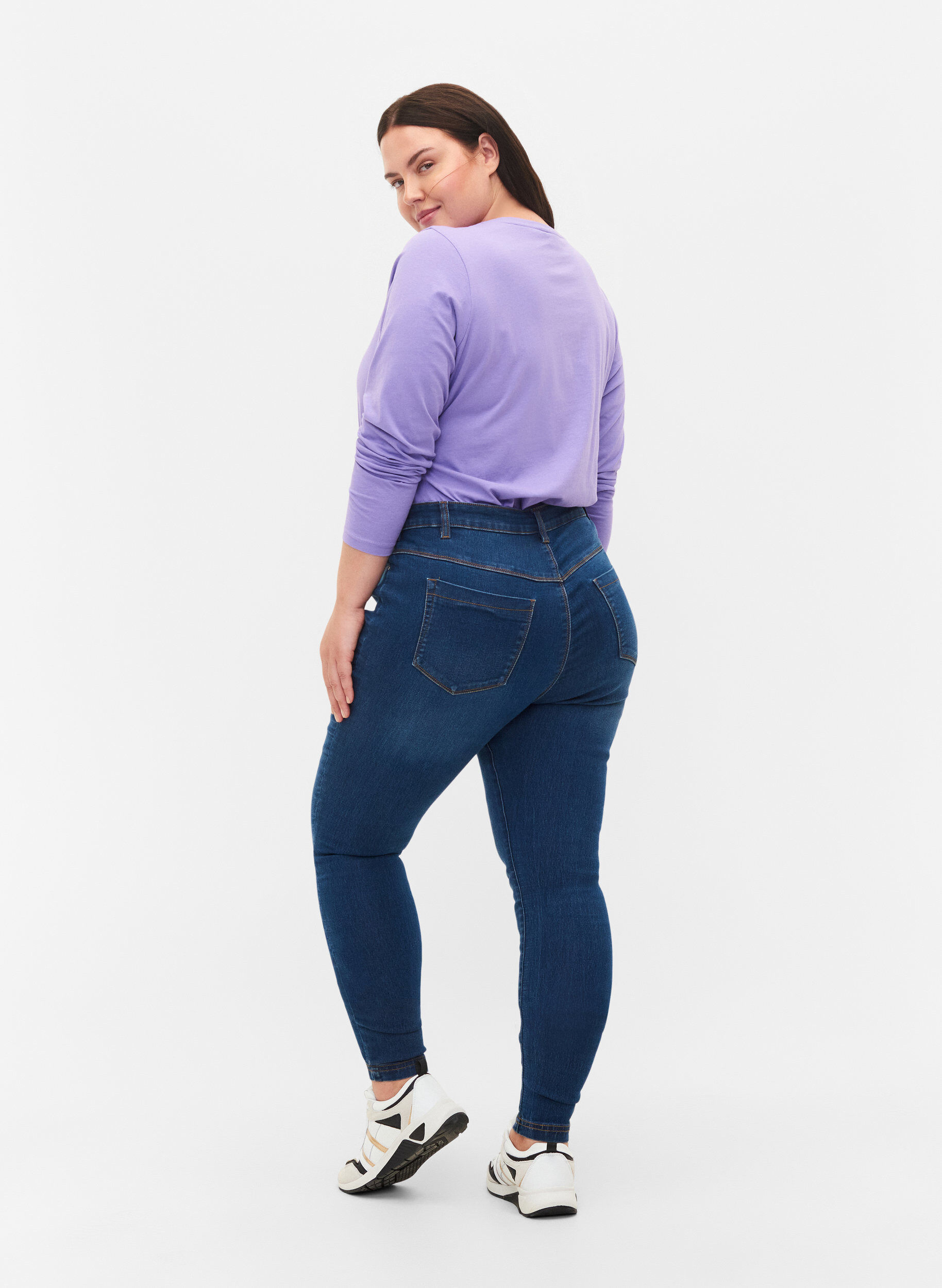 Zizzi Jeggings aus Baumwollmischung, Blue denim, Model image number 1