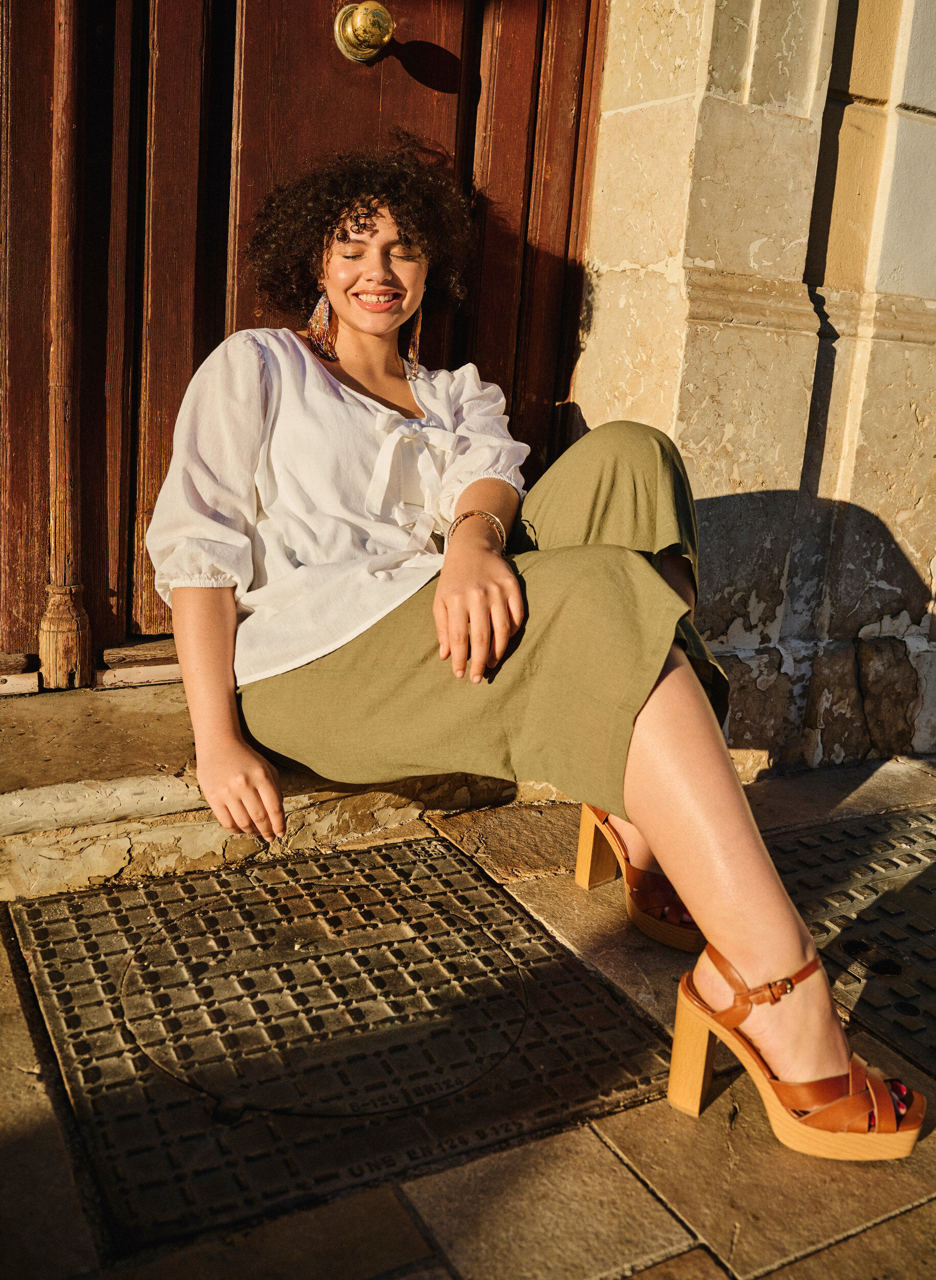 Zizzi 7/8-Hose aus Baumwollmischung mit Leinen, Deep Lichen Green, Image image number 0