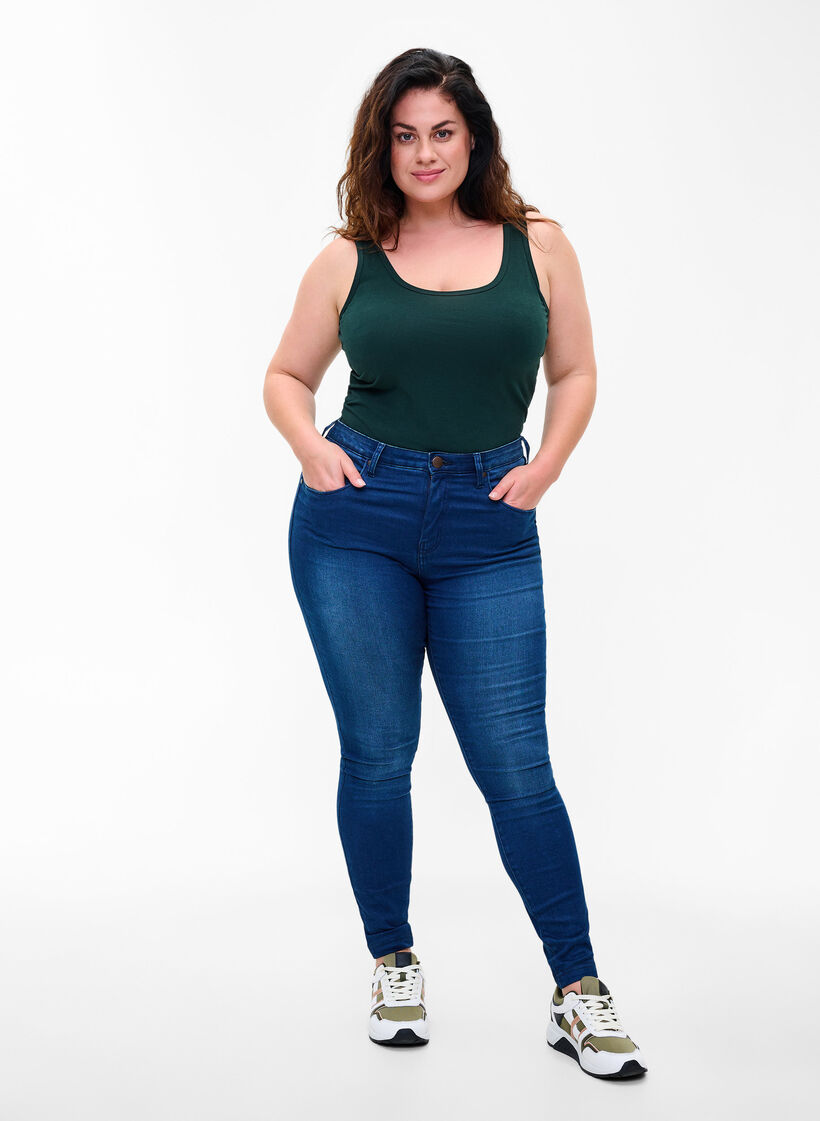 Einfarbiges basic Top aus Baumwolle, Gr&uuml;n, Model image number 1
