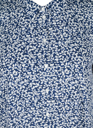 Kurzarm Tunika aus Viskose mit Knöpfen , Petit Blue Flower, Packshot image number 2