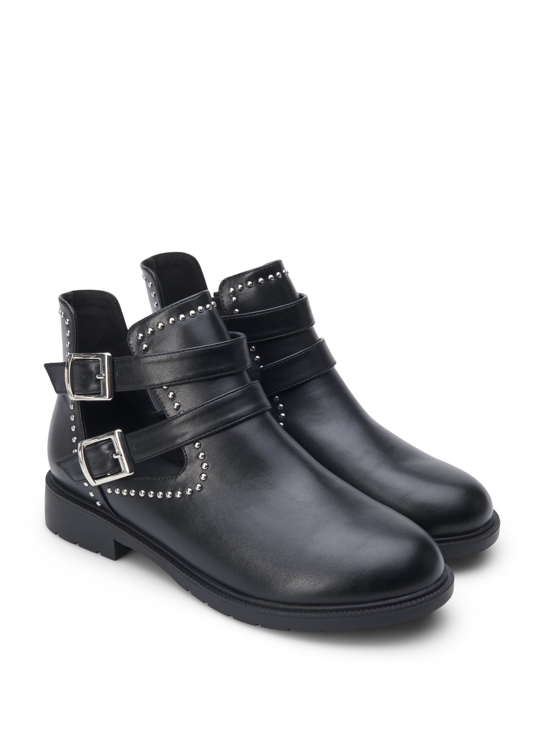 Zizzi Extra-Weite - Kn&ouml;chelstiefel mit Nieten, Black, Packshot image number 1