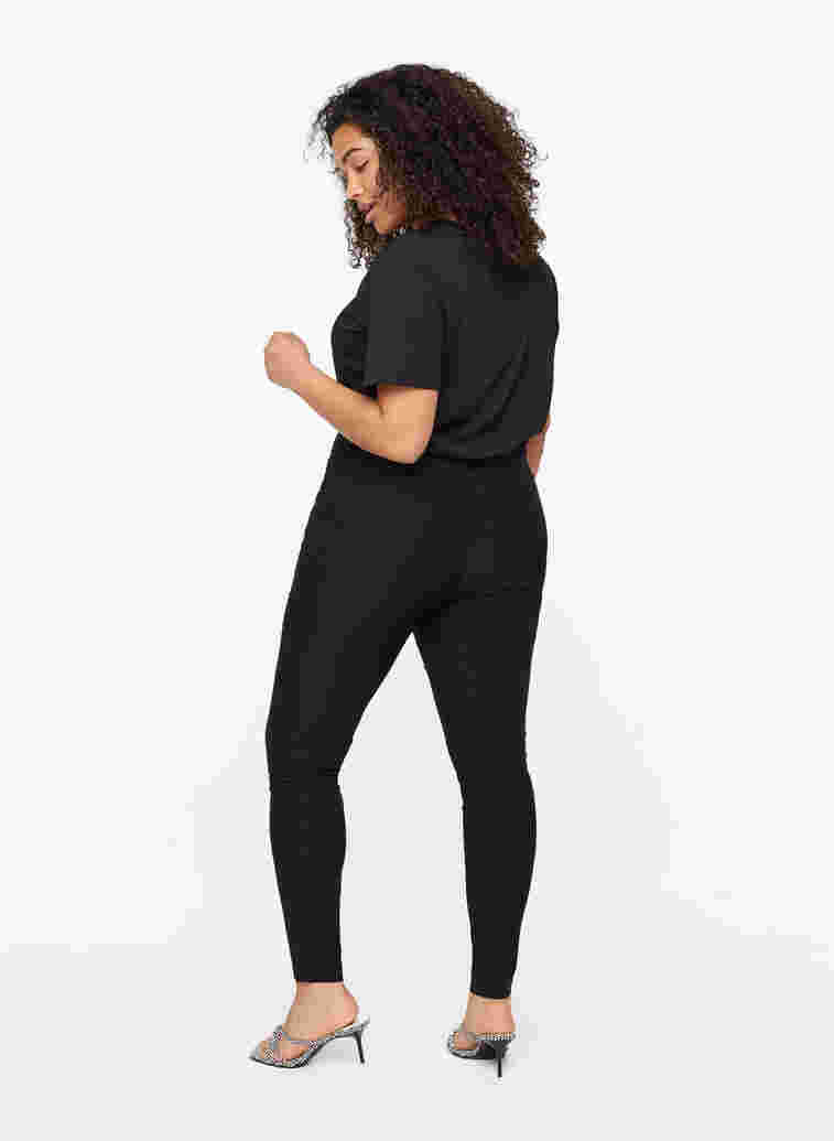 Enganliegende Hose mit Reißverschlussdetails, Black, Model image number 1