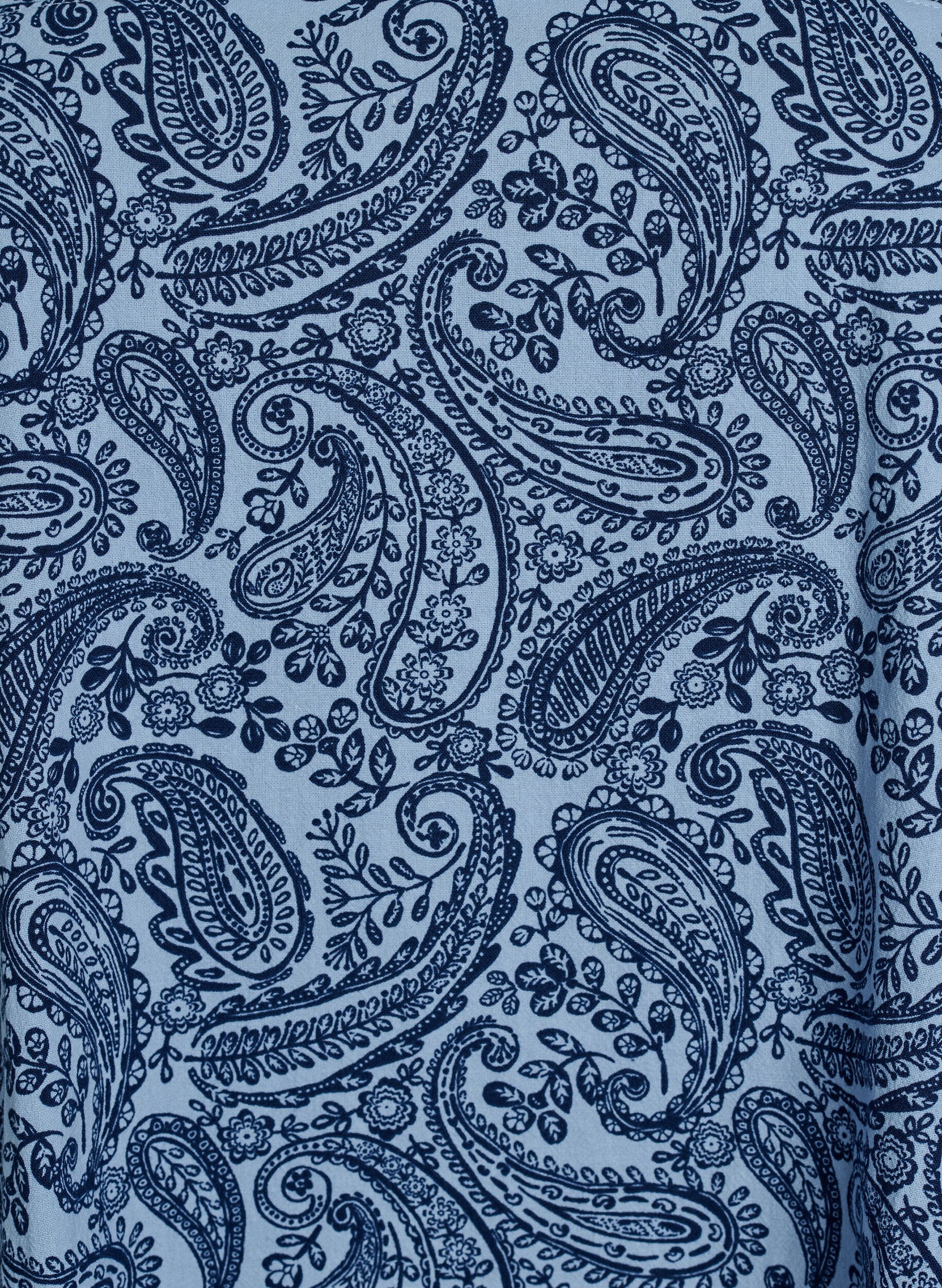 Zizzi Kurzes A-Linien-Kleid mit Paisleymuster, Blau, Packshot image number 2