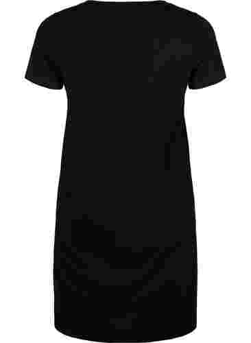 Nachthemd aus Baumwolle mit kurzen Ärmeln, Black w. Self, Packshot image number 1