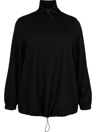 Sweatshirt mit hohem Hals und verstellbarem Gummizug, Black, Packshot image number 0
