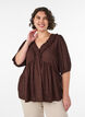 Bluse aus Viskose mit gepunkteter Struktur und V-Ausschnitt, Braun, Model image number 0