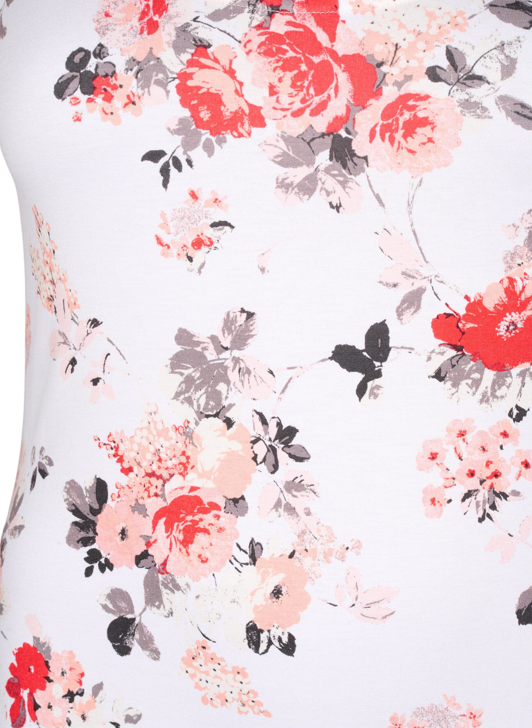 Zizzi Gebl&uuml;mtes Tanktop aus Viskose, White AOP flower, Packshot image number 2