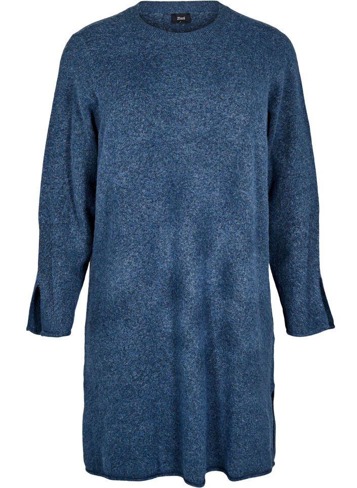 Strickkleid mit Schlitzen, Bering Sea Mel., Packshot image number 0