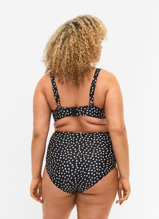 Extra hoch taillierte Bikini-Hose mit Print, Black White Dot, Model image number 1