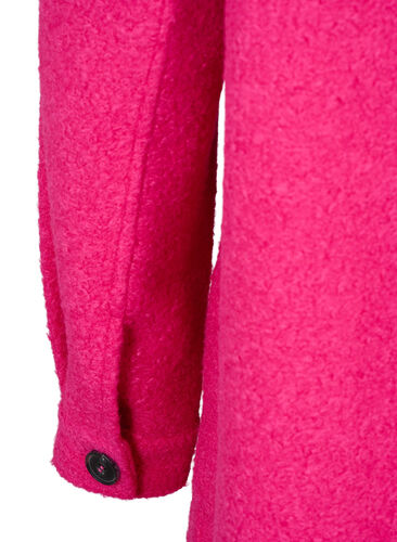 Langer Shirt-Jacke im Bouclé-Look, Fuchsia Red, Packshot image number 4