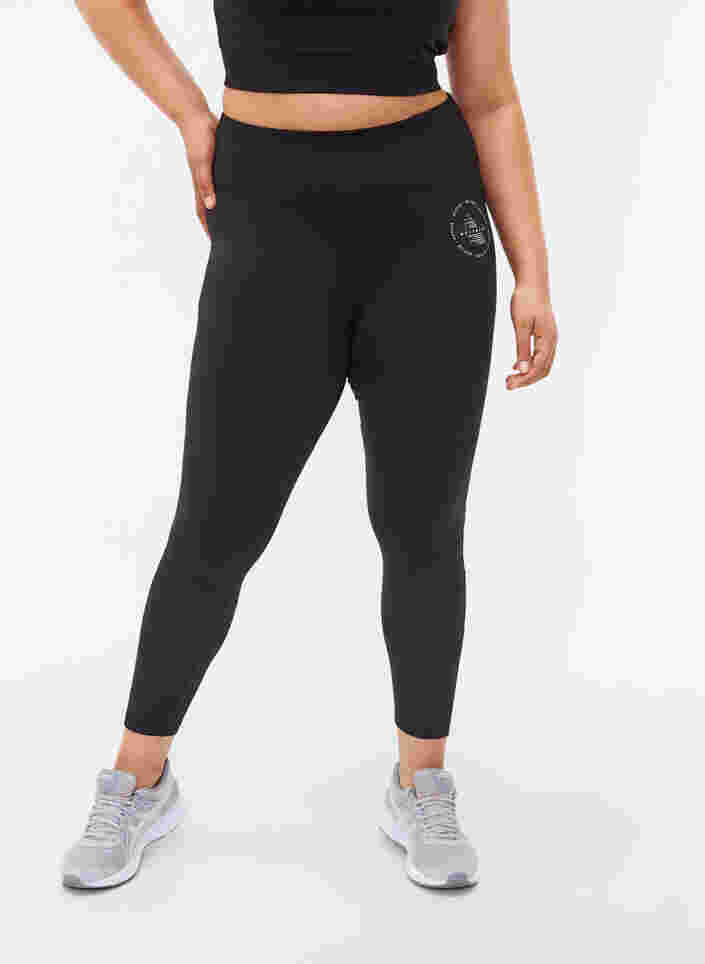 Unifarbene Fitness-Leggings, Black, Model