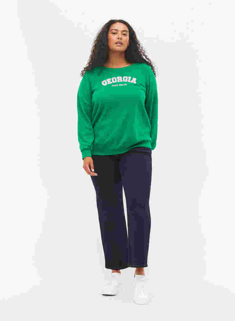 Baumwollsweatshirt mit Textprint, Jolly Green, Model image number 2