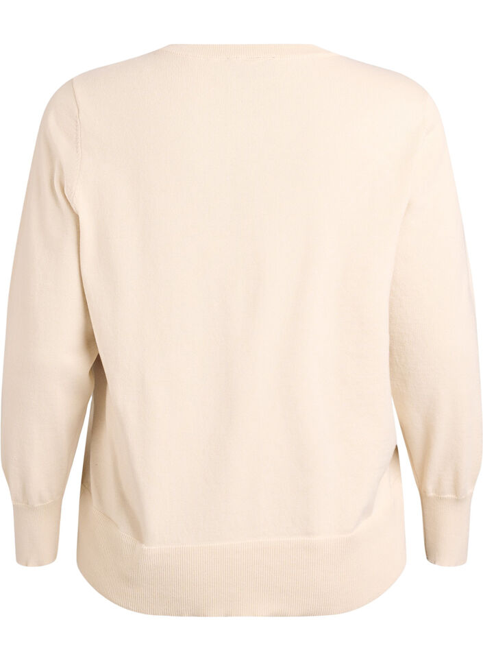 Feinstrick-Strickjacke mit Rundhalsausschnitt, Beige, Packshot image number 1