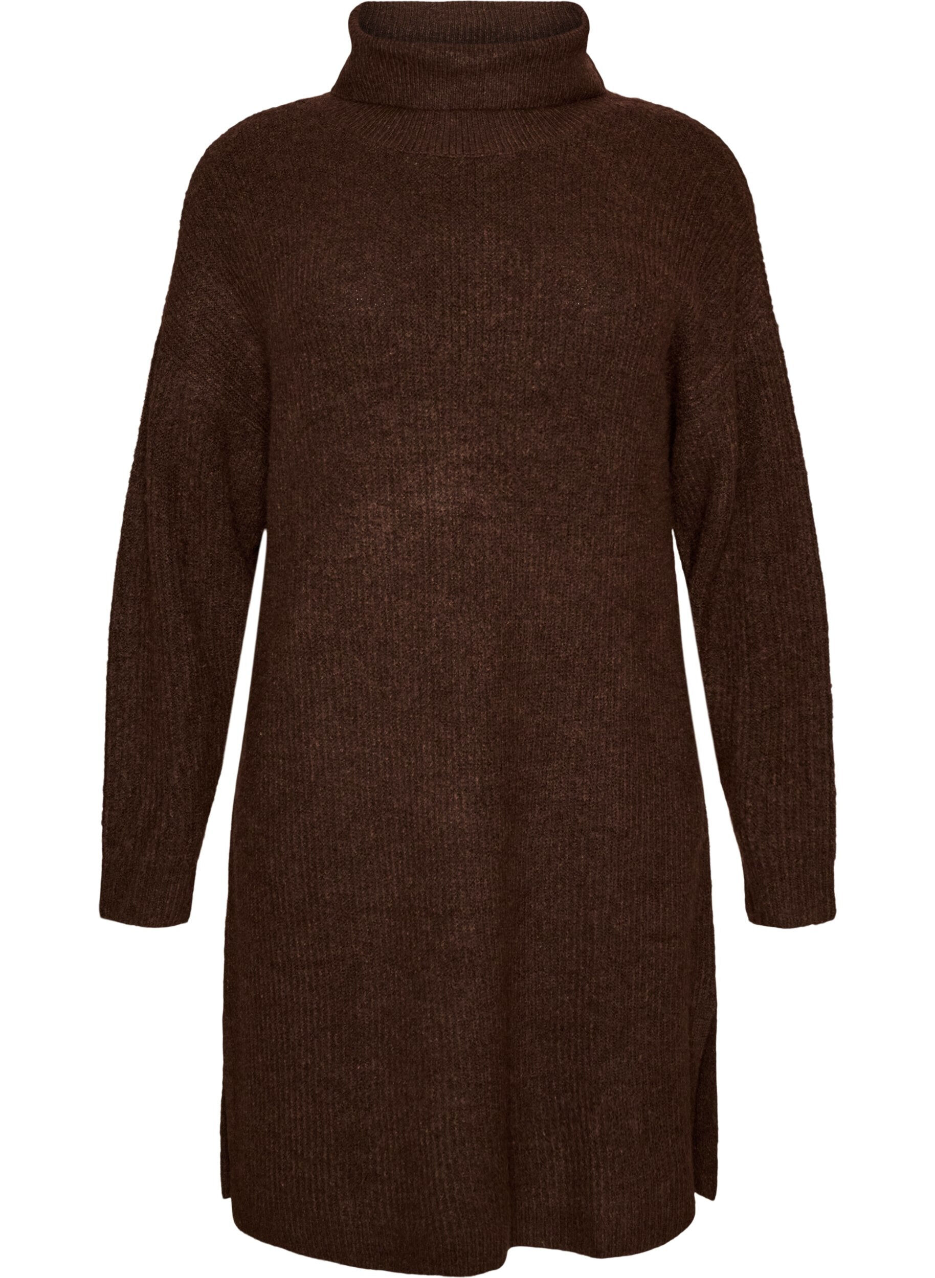 ZizziStrickkleid mit Rollkragen, Braun, Packshot image number 0