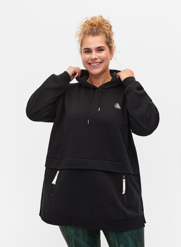 Sweatshirt mit Kapuze und Taschen, Black, Model image number 0