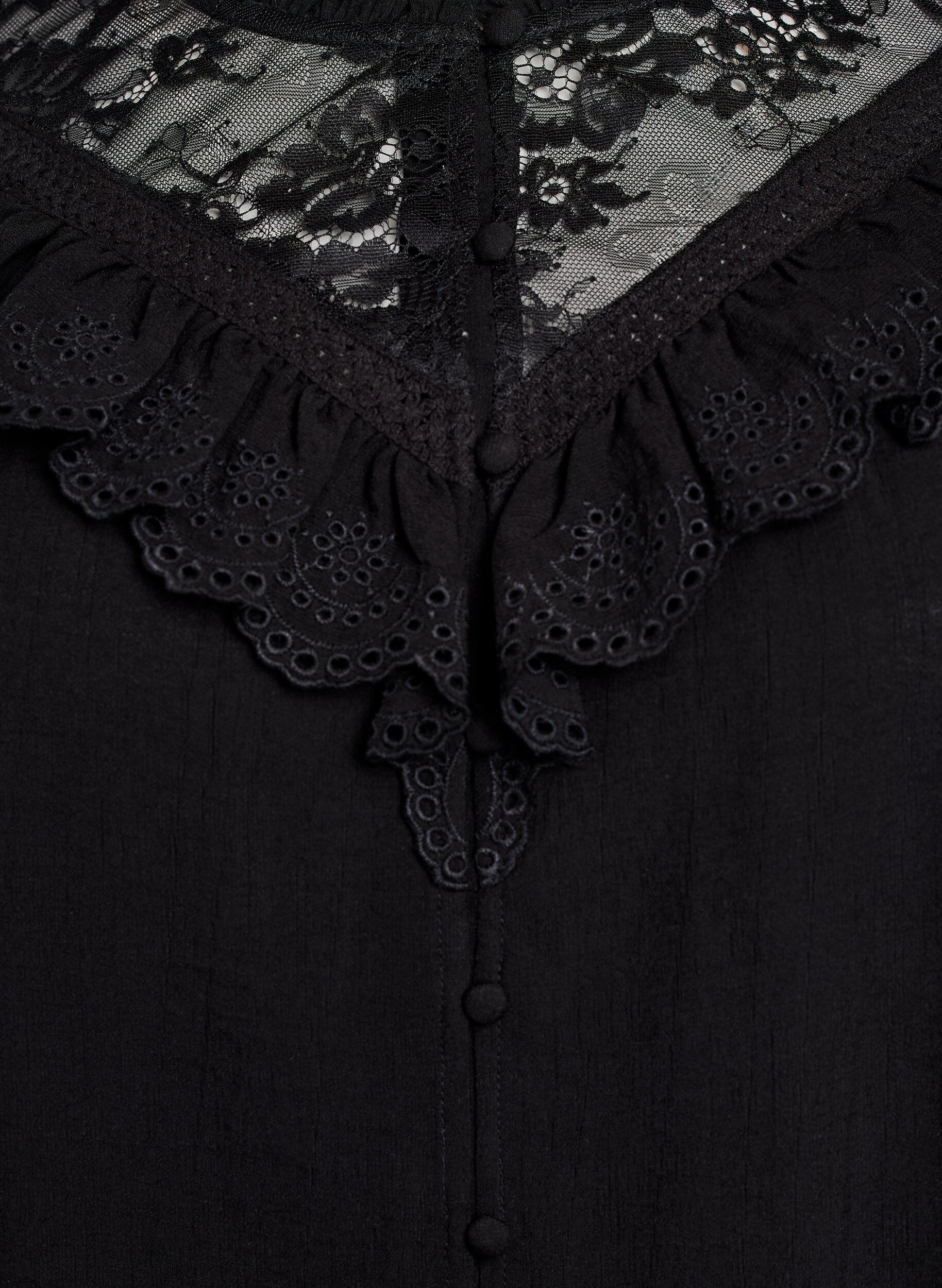 Zizzi Bluse aus Viskose mit Spitze und R&uuml;schen, Schwarz, Packshot image number 2