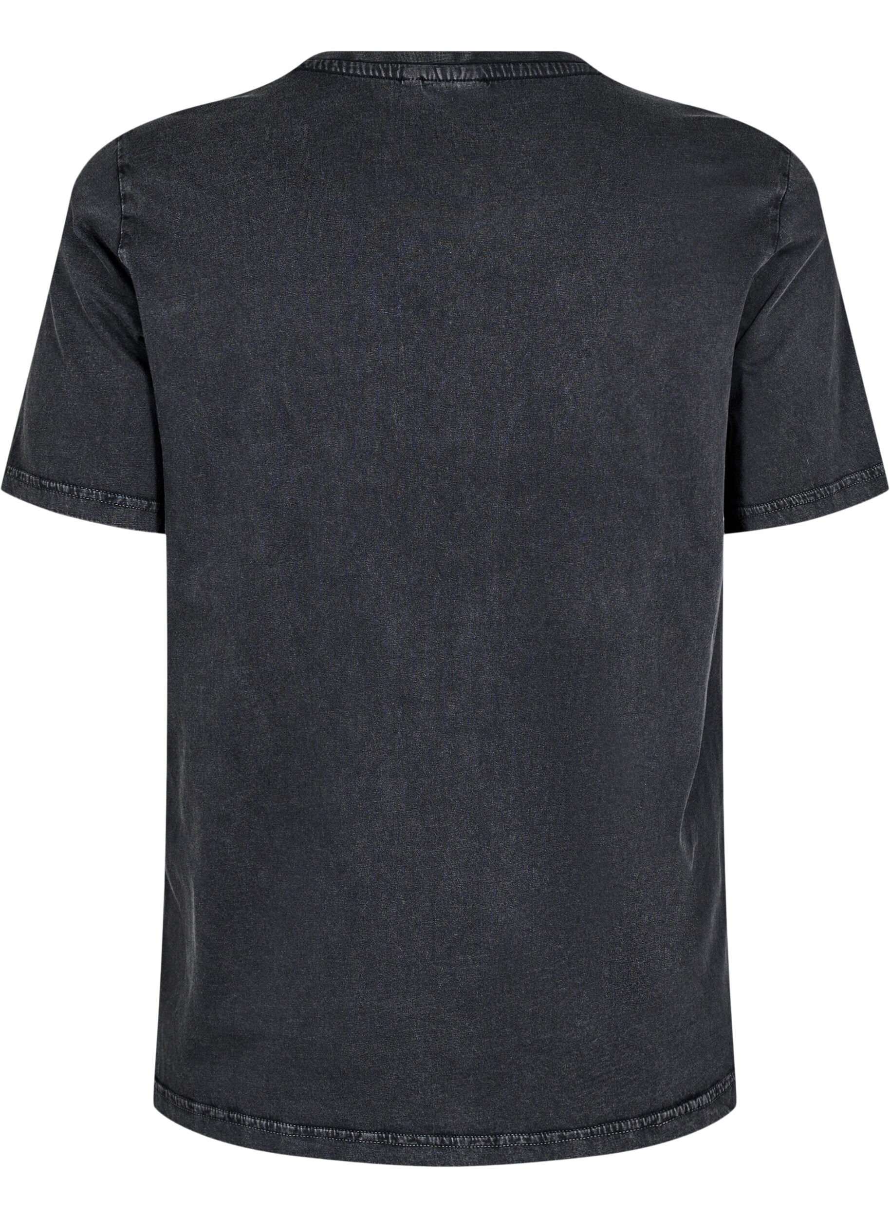 Zizzi T-Shirt mit &Ouml;sen und Print, Grey Washed , Packshot image number 1