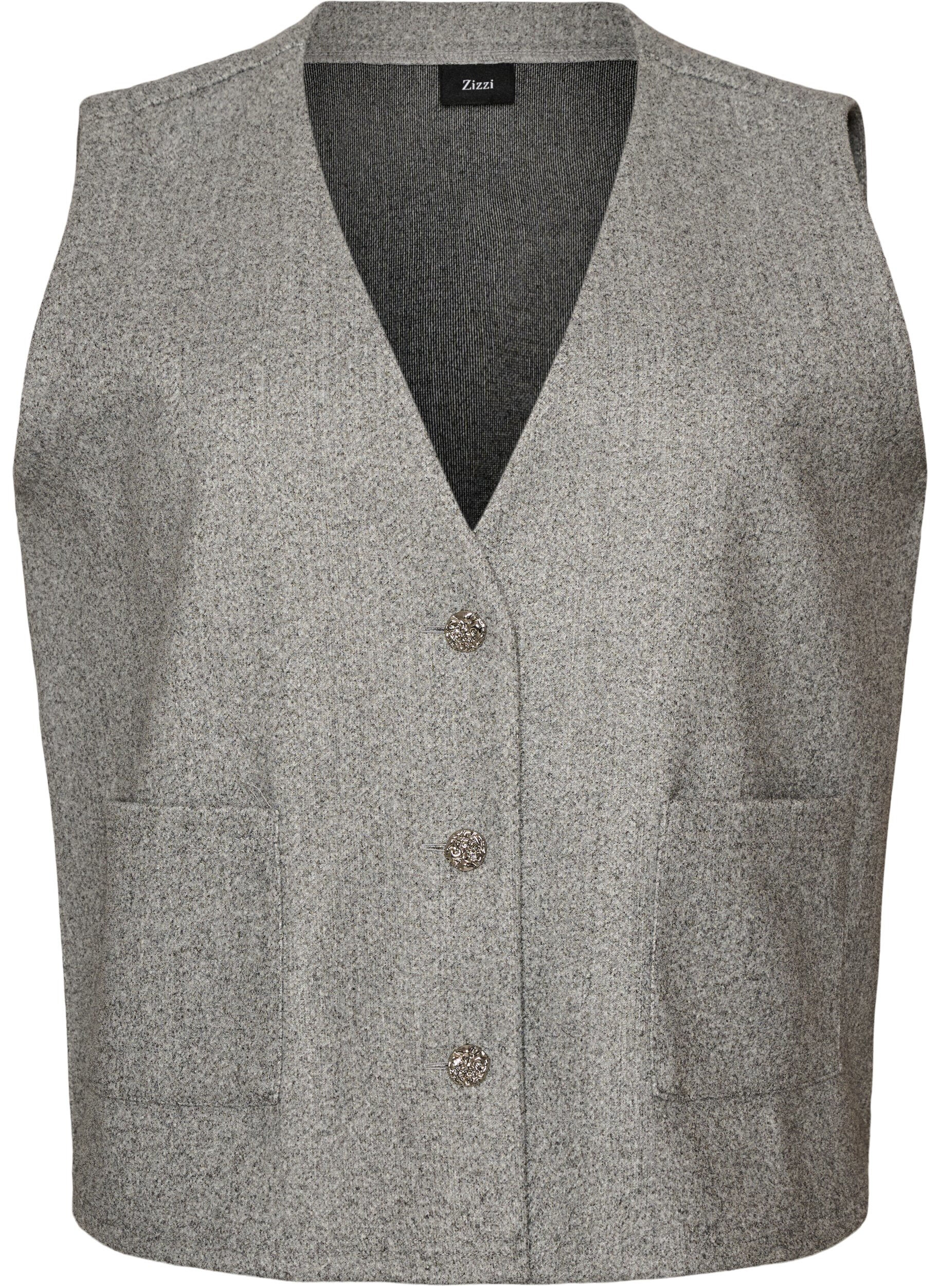 ZizziWeste mit V-Ausschnitt und Kn&ouml;pfen, Grau, Packshot image number 0