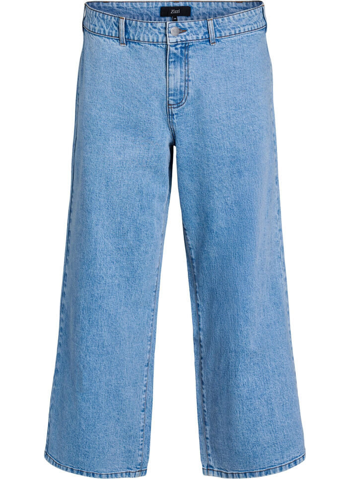 Hoch taillierte Jeans mit weitem Bein, Blau, Packshot image number 0