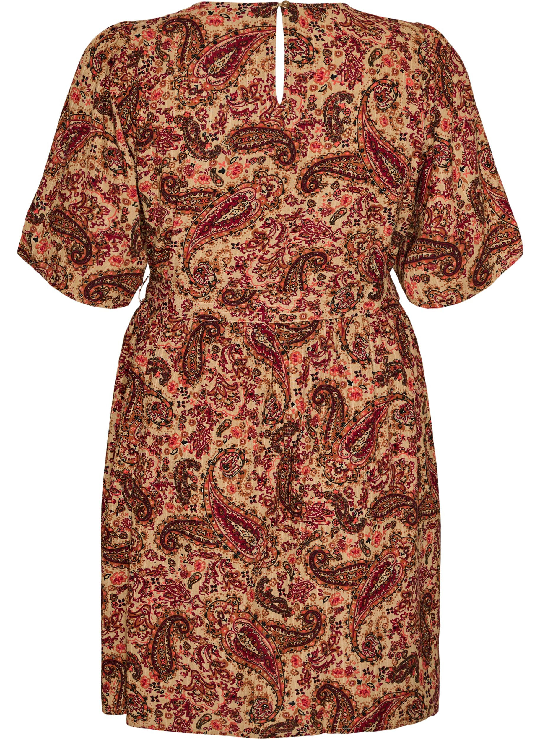 ZizziKleid mit Paisleymuster und Bindeg&uuml;rtel, Braun, Packshot image number 1