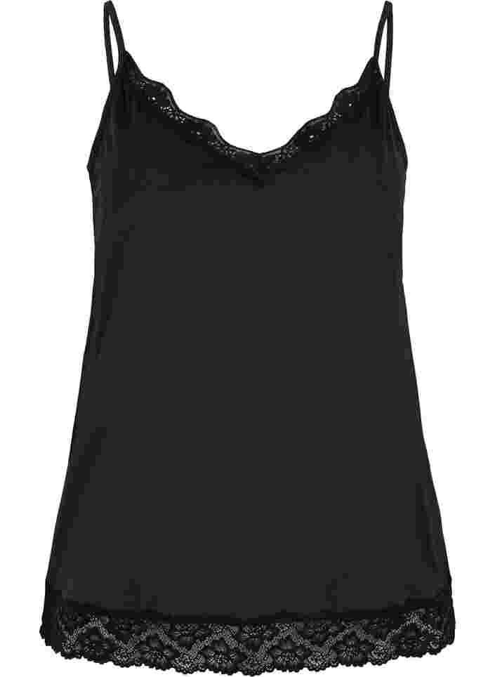 Nachthemd mit Spitzendetails, Black, Packshot image number 0