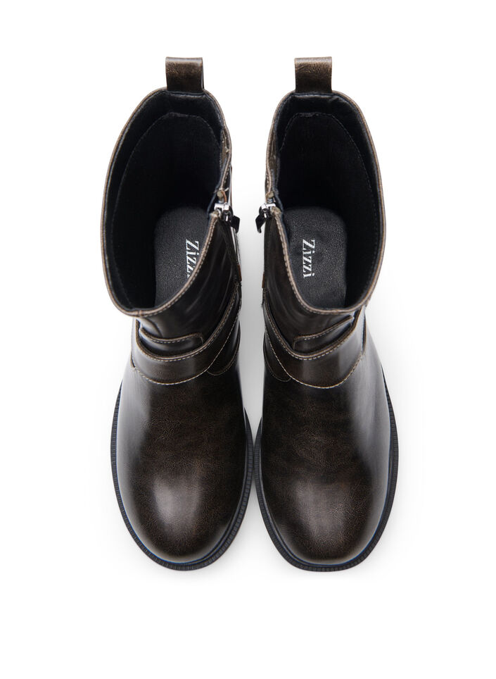 Extra-Weite - Kurzer Biker-Stiefel, Braun, Packshot