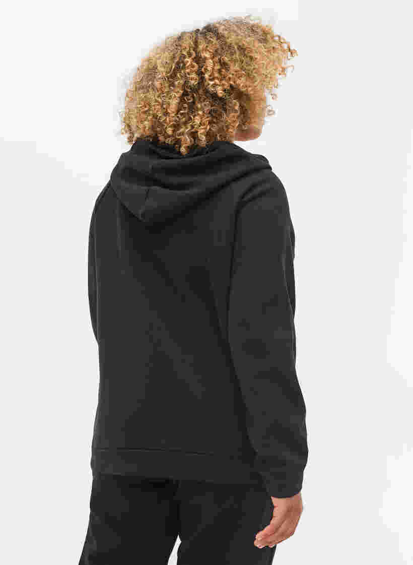Sweat-Cardigan mit Kapuze und Taschen, Black, Model image number 1